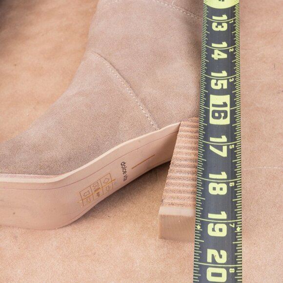 Dolce Vita Women Flynn Beige Suede Fashion Zip Block Heel Knee Boots sz 7.5 - Picture 8 of 10
